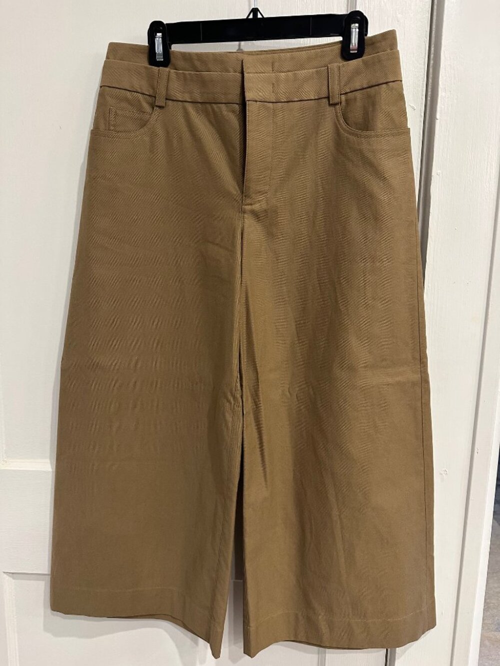 Vince Size 6 Camel Wide Leg Cropped Pants Italian Cotton Wool